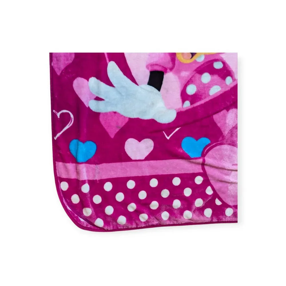 Disney Minnie Mouse Bowtique Pink Soft Fleece Throw Blanket 58